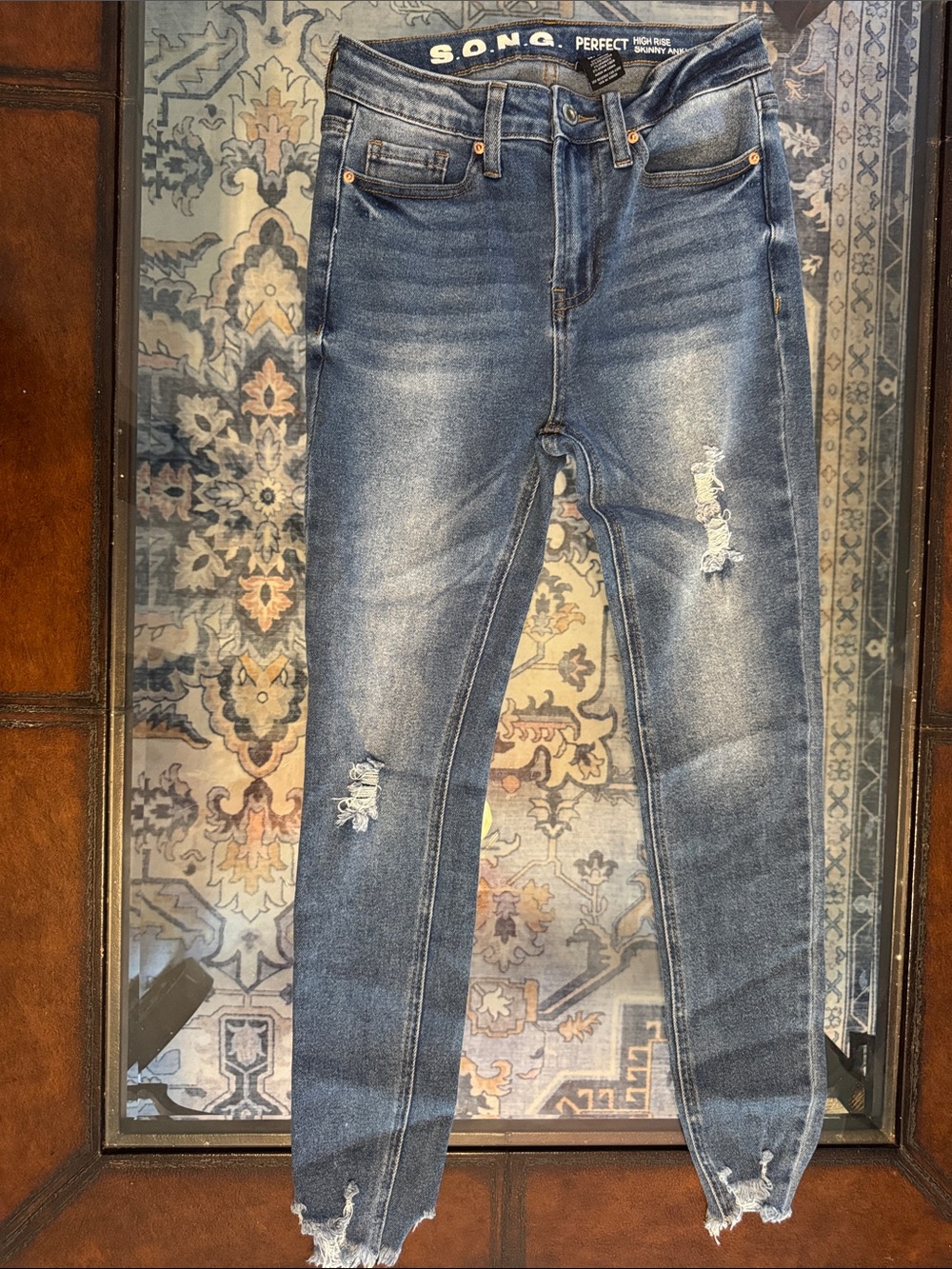 S.O.N.G. Dark Blue Distressed Skinny Jeans